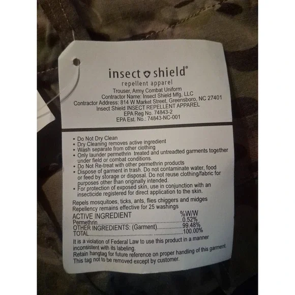 US Army OCP Multicam FR Combat Trousers XL Camo Insect Shield W39-43 X 29-32 NWT